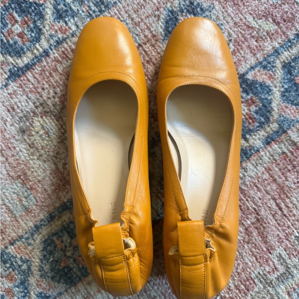 Everlane The Day Heel Mustard Leather ballet block heel - size 9